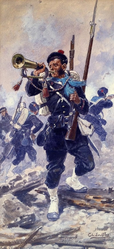 Fusilier-marin en 1870. Illustration de Ch. Escribe.