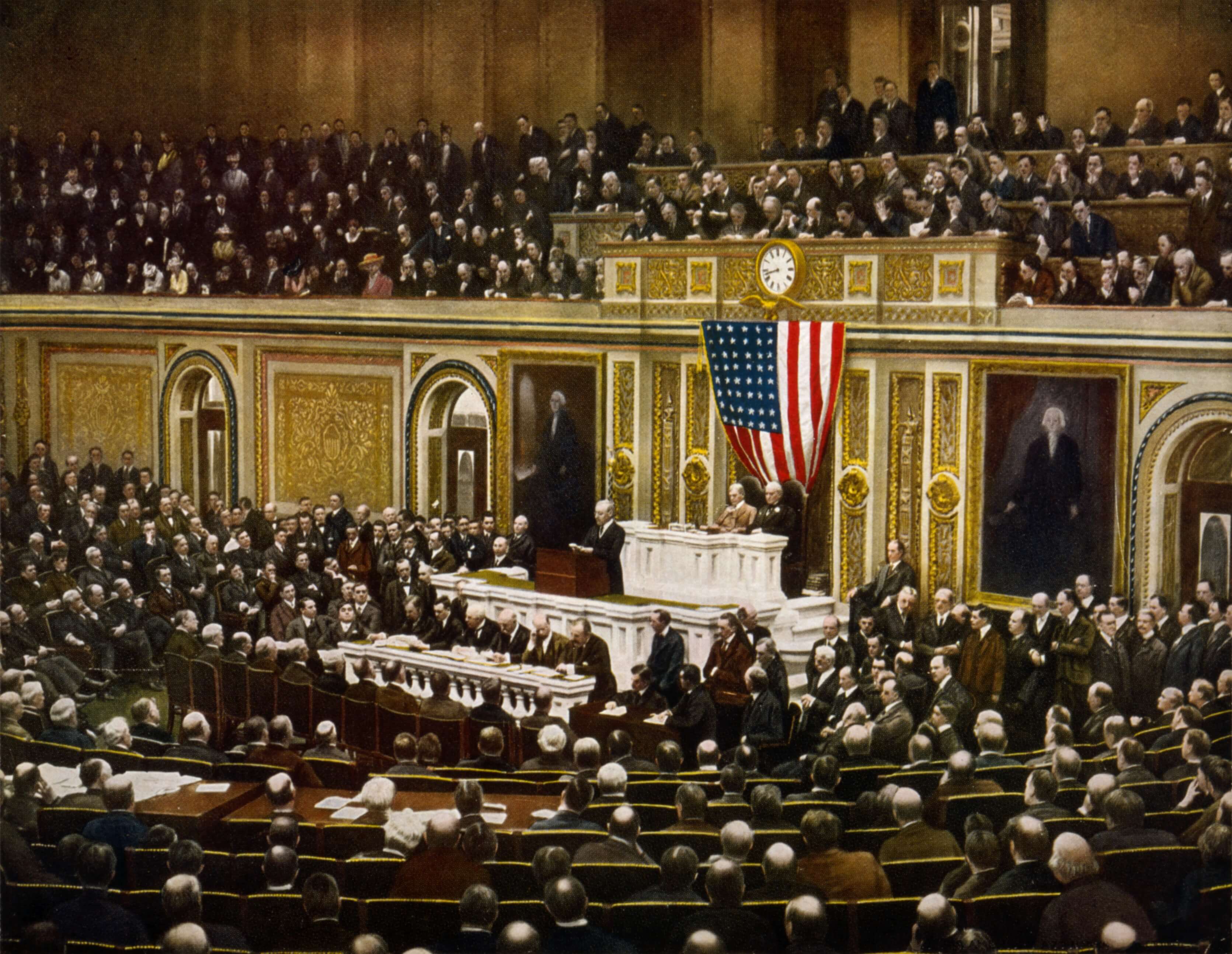 CELA S'ST PASSE. un  02 avril - Chroniques catelles - histoire - President_Woodrow_Wilson_asking_Congress_to_declare_war_on_Germany_2_April_1917