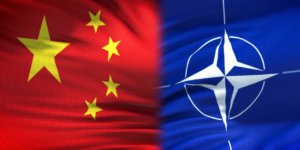China and NATO flags background, diplomatic and economic relations, security